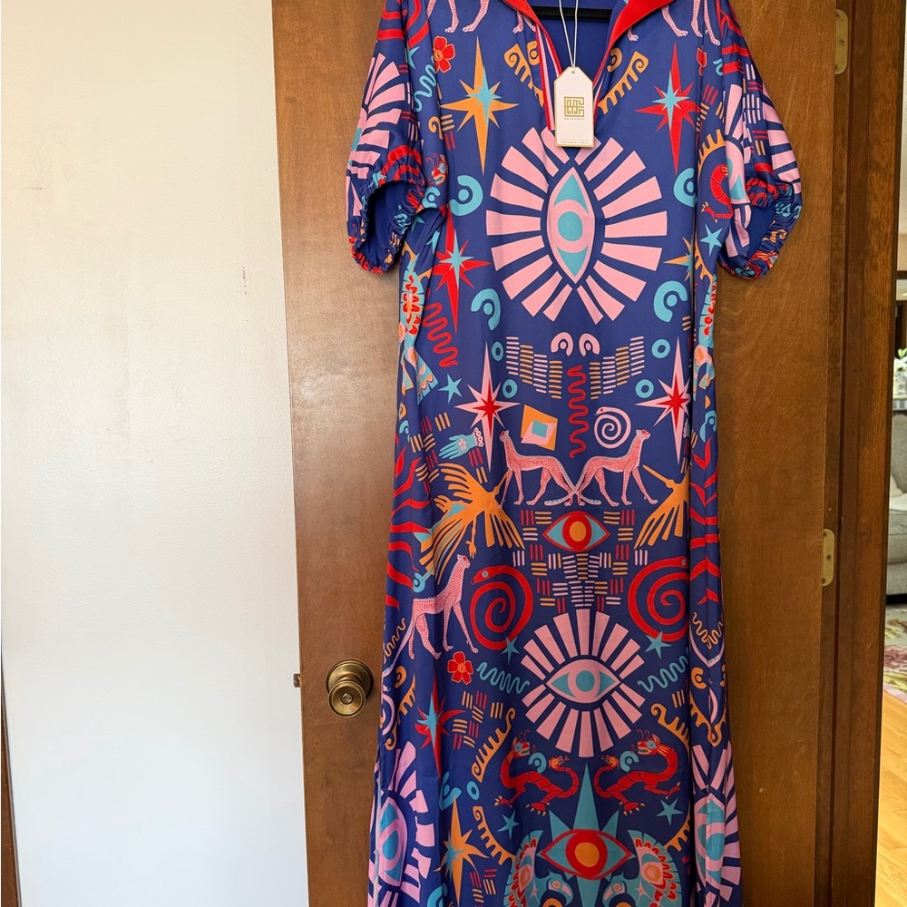 Emily McCarthy Vibrant Blue and Pink Maxi Dress